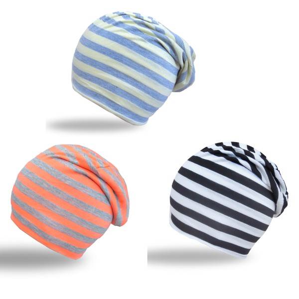 Sonia Originelli Beanie Mütze "Streifen" Unisex Jersey Weich Und Angenehm Leicht