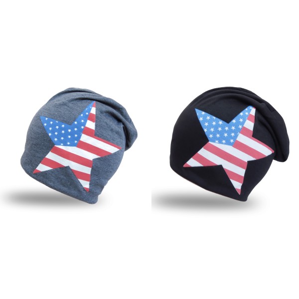 Sonia Originelli Beanie Mütze "USA" Unisex Stern Jersey