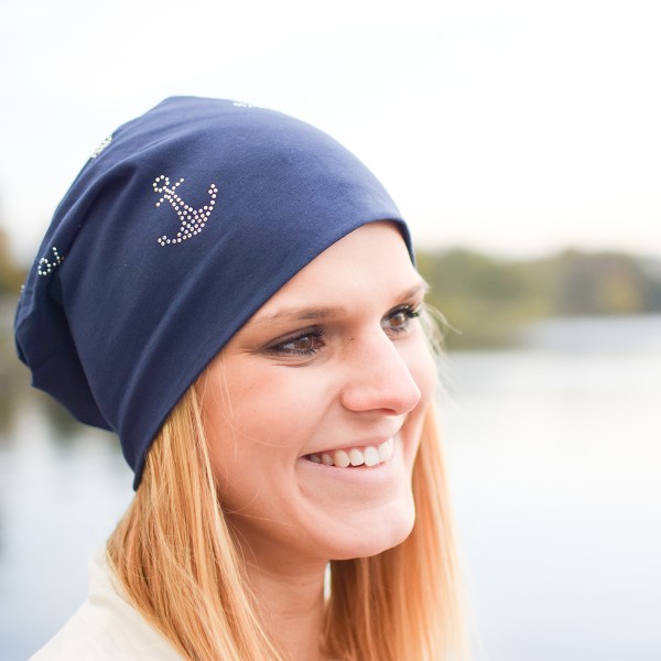 Sonia Originelli Beaniemütze "Mini Anker" Strasssteine Maritim Elastisch Angenehm Weich