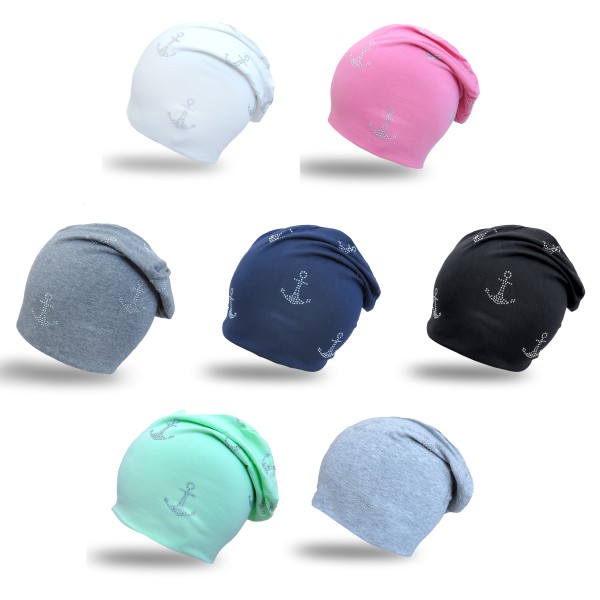 Sonia Originelli Beaniemütze "Mini Anker" Strasssteine Maritim Elastisch Angenehm Weich