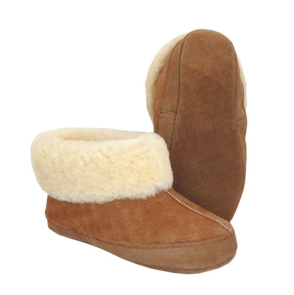 Sonia Originelli Beige Hüttenhausschuh Lammfell Schaffell Leder XXL Fellkranz