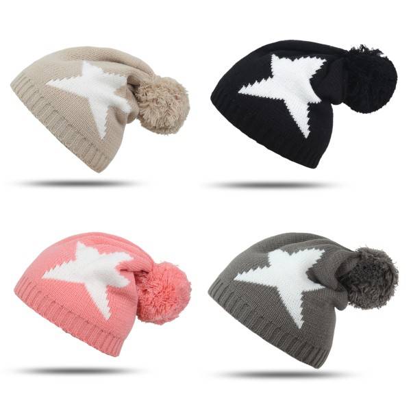 Sonia Originelli Bommelmütze "Stern" Winter Strickmütze Uni