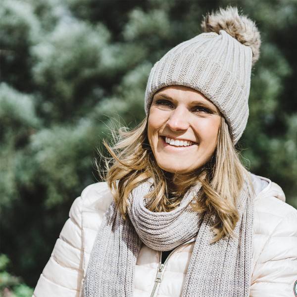 Sonia Originelli Bommelmütze Strick Kunstfell Mütze Winter Knopfverschluss