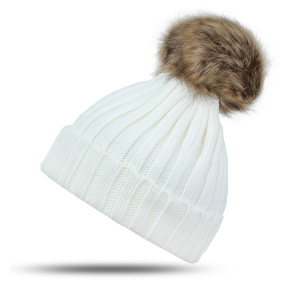 Sonia Originelli Bommelmütze Strick Kunstfell Mütze Winter Knopfverschluss