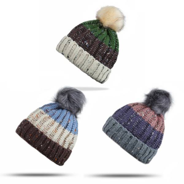 Sonia Originelli Bommelmütze XL Winter Mütze Strick Kunstfell Teddyfell