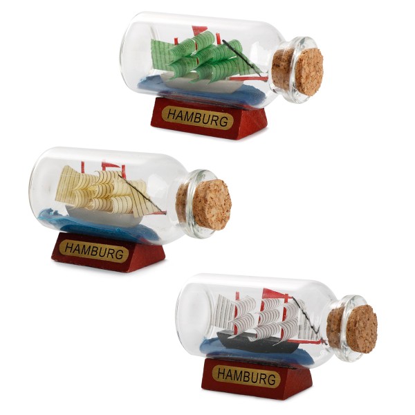 Sonia Originelli Buddelschiffchen Flaschenschiff "Hamburg" Rumflasche 6 Cm