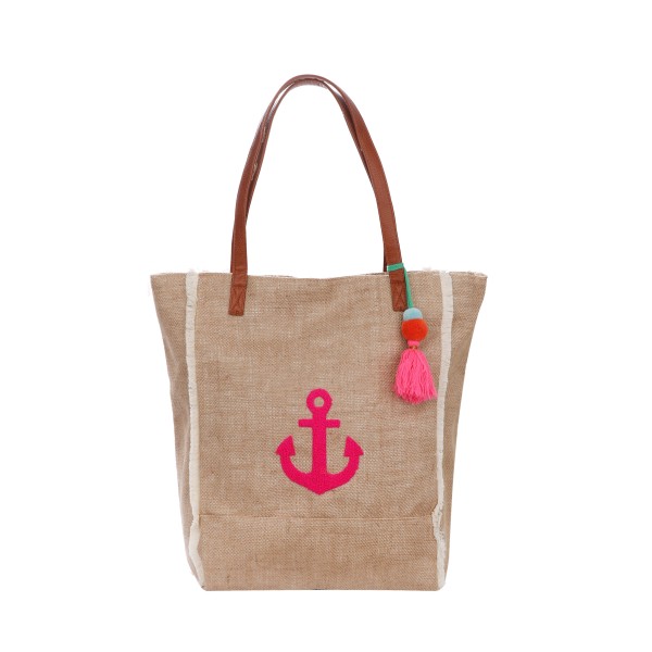 Sonia Originelli Canvas Shopper "Anker" Strandtasche Bommel Quasten Sonia Originelli Canvas Shopper "Anker" Strandtasche Bommel Quasten