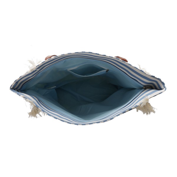 Sonia Originelli Canvas Shopper "Lobster" Fransen Maritim Gestreift Strandtasche Wasserabweisend