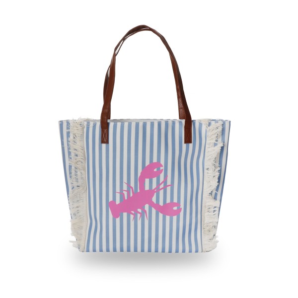 Sonia Originelli Canvas Shopper "Lobster" Fransen maritim gestreift Strandtasche wasserabweisend
