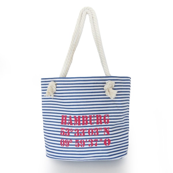 Sonia Originelli City Shopper "Hamburg" maritim gestreift Koordinaten Canvas