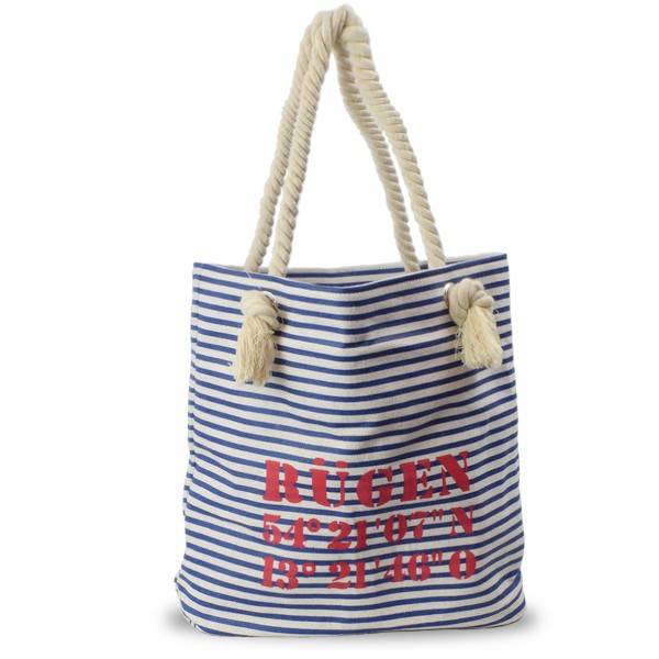 Sonia Originelli City Shopper "Rügen" maritim gestreift Koordinaten Canvas