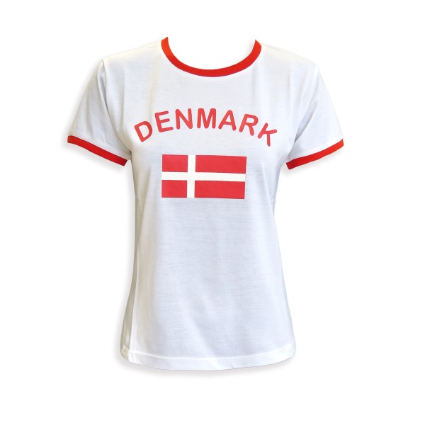 Sonia Originelli Damen Fan-Shirt "Dänemark" Denmark Fußball WM EM Frauen T-Shirt kurz und tailliert