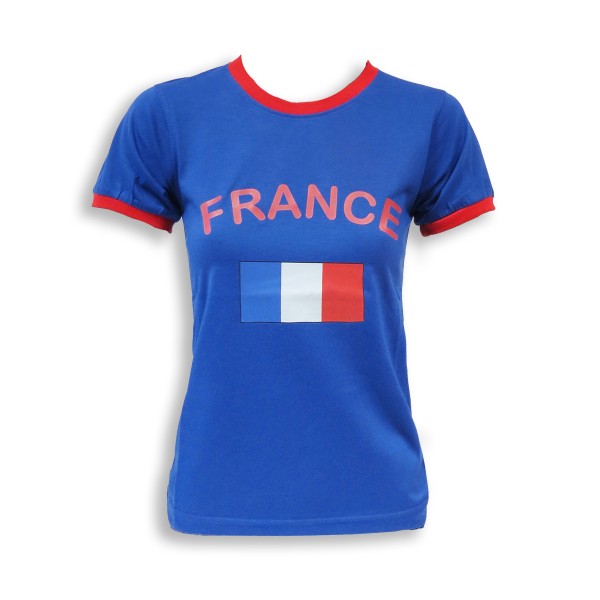 Sonia Originelli Damen Fan-Shirt "Frankreich" France Fußball WM EM Frauen T-Shirt kurz und tailliert