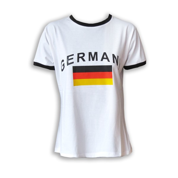 Sonia Originelli Damen Fan-Shirt "Germany" Deutschland Fußball WM EM Frauen T-Shirt kurz und tailliert