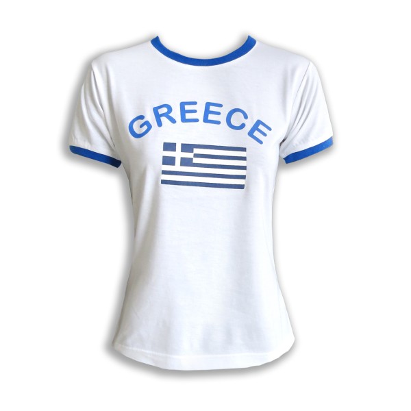 Sonia Originelli Damen Fan-Shirt "Griechenland" Greece Fußball WM EM Frauen T-Shirt kurz und tailliert