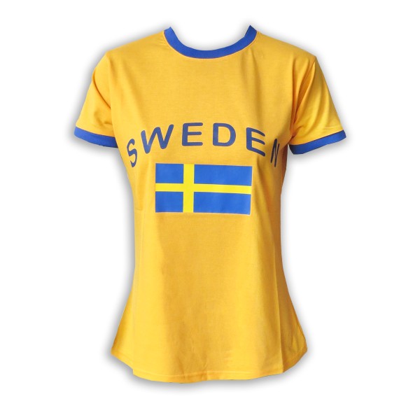Sonia Originelli Damen Fan-Shirt "Schweden" Sweden Fußball WM EM Frauen T-Shirt kurz und tailliert