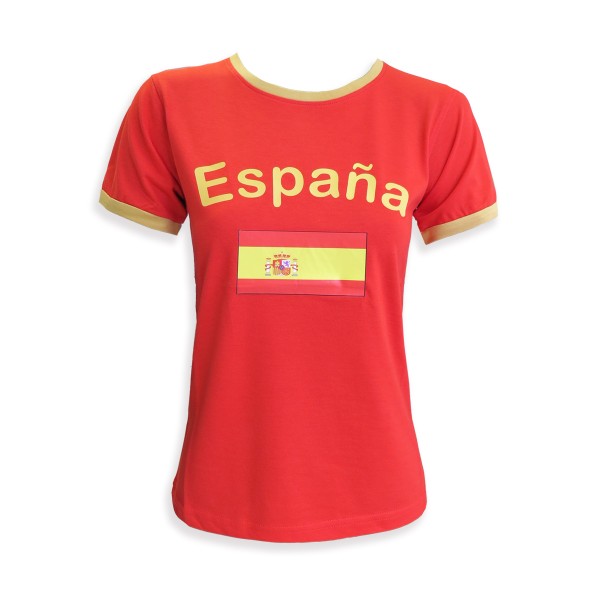 Sonia Originelli Damen Fan-Shirt "Spanien" Spain Espana Fußball WM EM Frauen T-Shirt kurz und tailliert