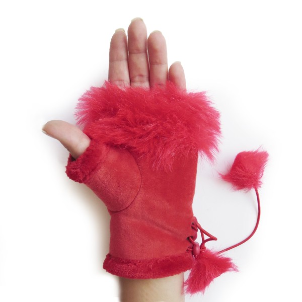 Sonia Originelli Damenhandschuhe Fingerlos Wuschel Kunstfell Handstulpe