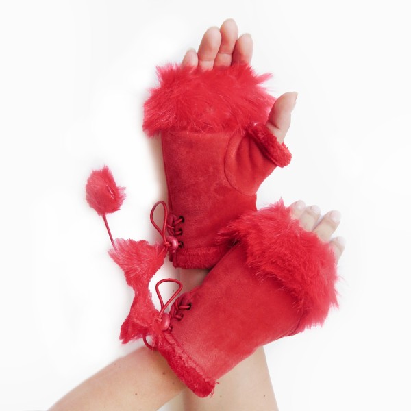 Sonia Originelli Damenhandschuhe Fingerlos Wuschel Kunstfell Handstulpe