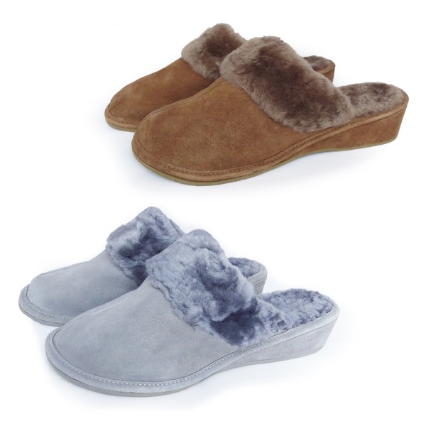 Sonia Originelli Damenpantoffel Schuhe Schaf Lammfell EVA Sohle Leder