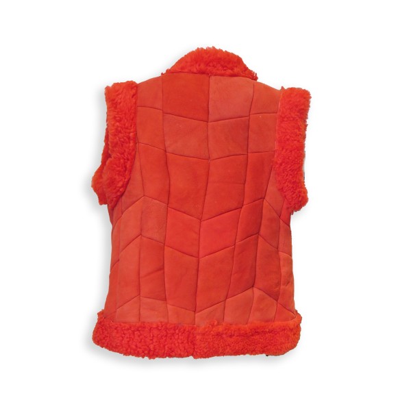 Sonia Originelli Damenweste Naturfell Leder Lammfell Patchwork Handarbeit