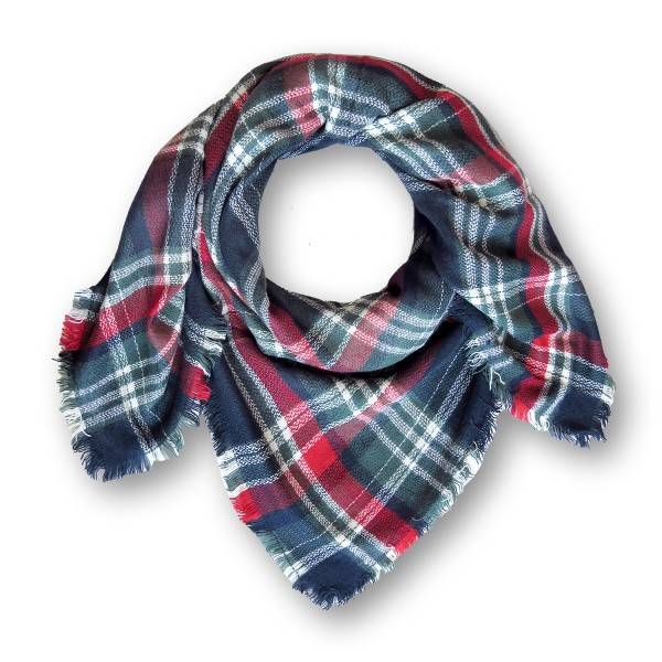 Sonia Originelli Dreiecksschal XXL Tuch mit Fransen Karo kariert Blogger super kuschelig