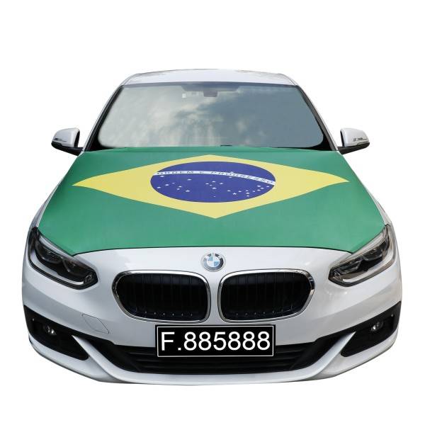 Sonia Originelli EM Fußball "Brasilien" Brasil Brazil Motorhauben Überzieher Auto Flagge Fahne