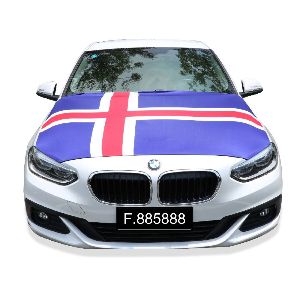 Sonia Originelli EM Fußball "Island" Iceland Motorhauben Überzieher Auto Flagge Fahne