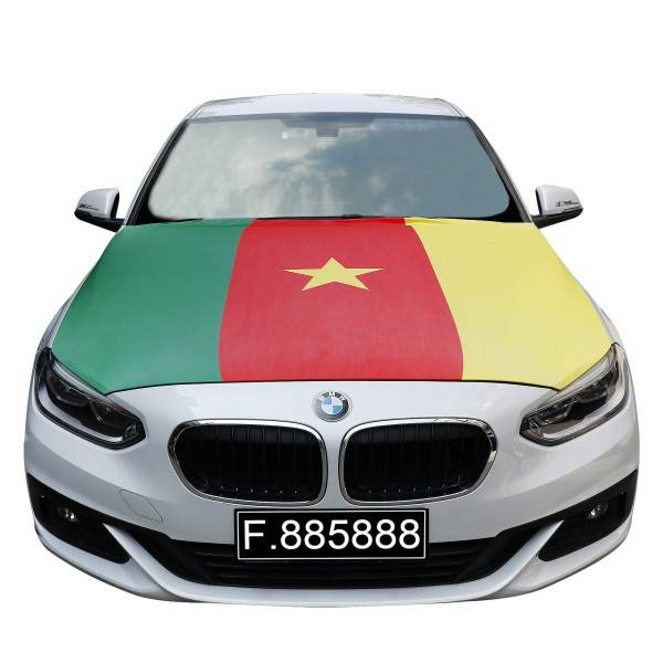 Sonia Originelli EM Fußball "Kamerun" Cameroon Motorhauben Überzieher Auto Flagge Fahne