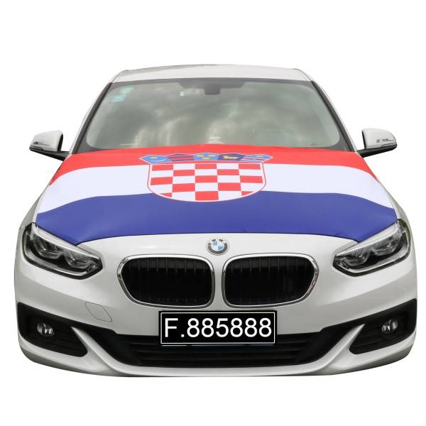 Sonia Originelli EM Fußball "Kroatien" Croatia Motorhauben Überzieher Auto Flagge Fahne