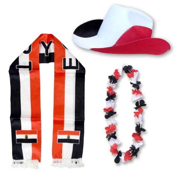 Sonia Originelli Fan-Paket "Ägypten" Egypt WM EM Fußball Schal Hawaiikette Hut Fanartikel