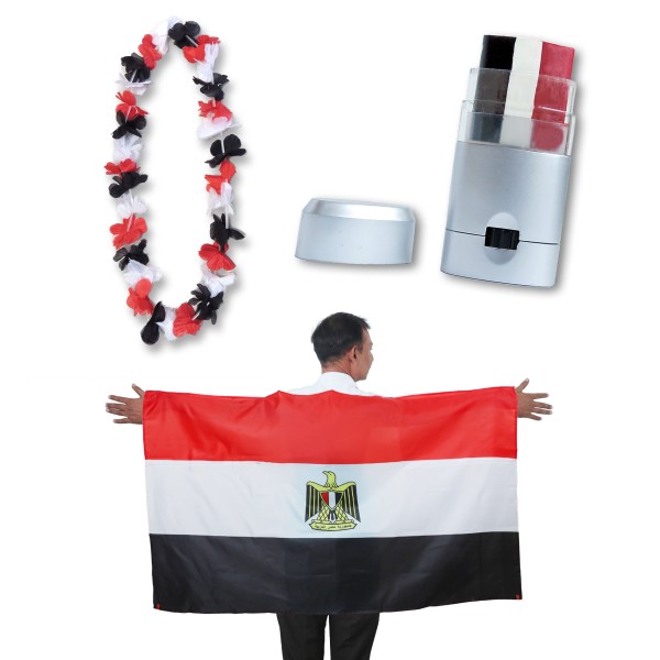 Sonia Originelli Fan-Paket EM "Ägypten" Aegypten Fanset Fußball Hawaiikette Schminkstift Poncho