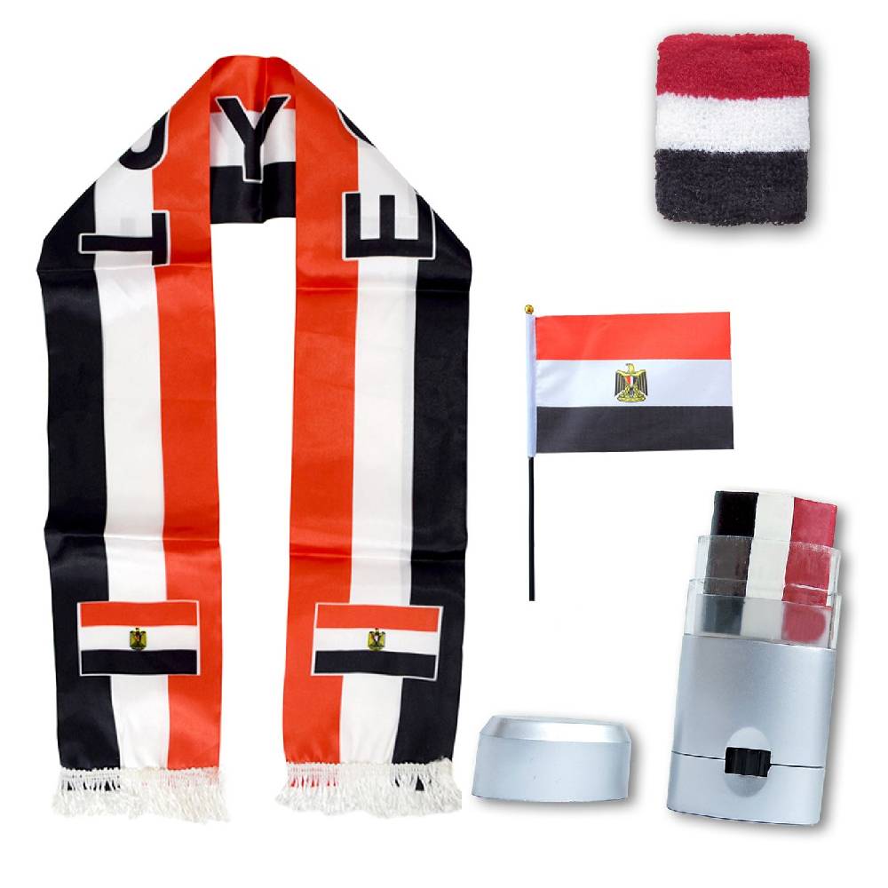 Sonia Originelli FAN PAKET EM "Ägypten" Egypt Fußball Schal Schminke Schweißband Mini Flagge