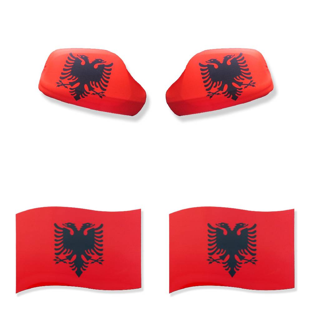 Sonia Originelli Fan-Paket EM "Albanien" Albania Auto Außenspiegelflagge Magnete Fahren Fußball