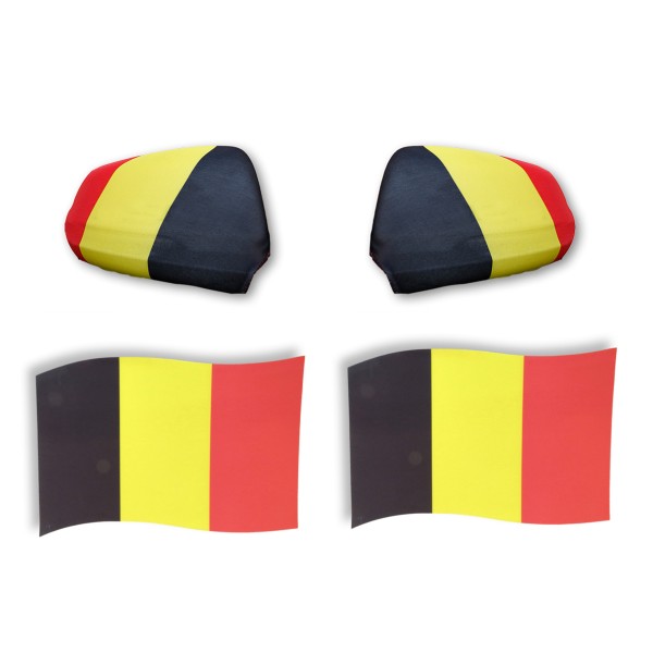 Sonia Originelli Fan-Paket EM "Belgien" Belgium Auto Außenspiegelflagge Magnete Fahren Fußball