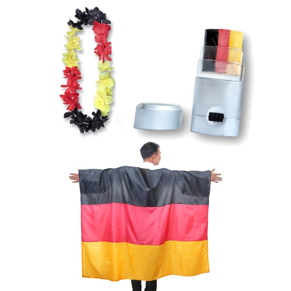 Sonia Originelli Fan-Paket EM "Deutschland" Germany Fußball Hawaiikette Schminkstift Poncho