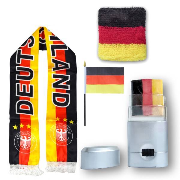 Sonia Originelli FAN PAKET EM "Deutschland" Germany Fußball Schal Schminke Schweißband Mini Flagge