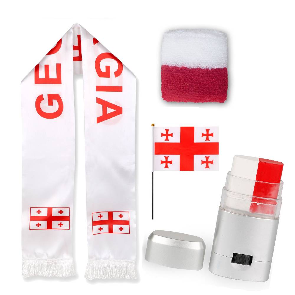 Sonia Originelli FAN PAKET EM "Georgien" Georgia Fußball Schal Schminke Schweißband Mini Flagge