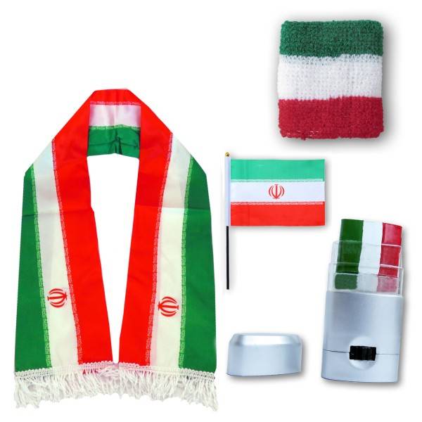Sonia Originelli FAN PAKET EM "Iran" Fußball Schal Schminke Schweißband Mini Flagge