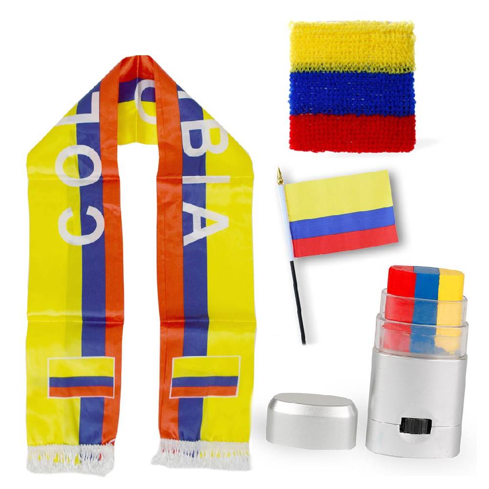 Sonia Originelli FAN PAKET EM "Kolumbien" Colombia Fußball Schal Schminke Schweißband Mini Flagge