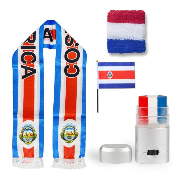 Sonia Originelli FAN PAKET EM "Kosta rika" Costa Rica Fußball Schal Schminke Schweißband Mini Flagge