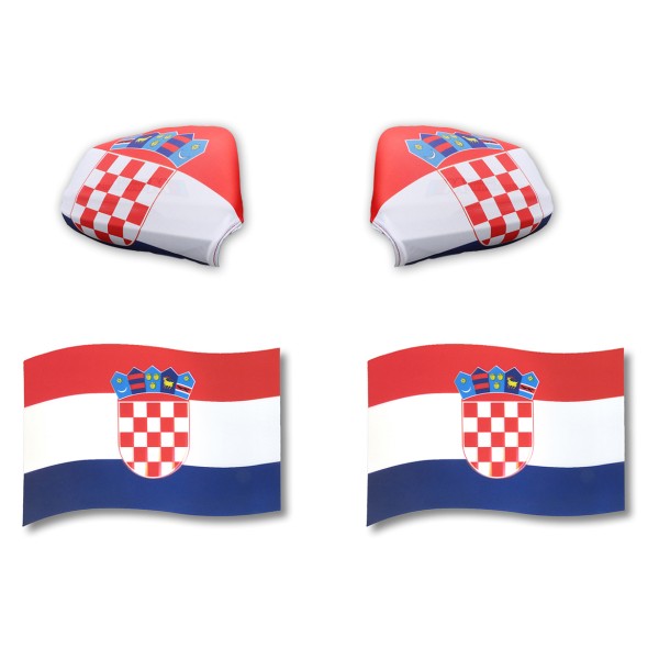 Sonia Originelli Fan-Paket EM "Kroatien" Croatia Auto Außenspiegelflagge Magnete Fahren Fußball