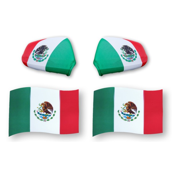 Sonia Originelli Fan-Paket EM "Mexiko" Mexico Auto Außenspiegelflagge Magnete Fahren Fußball