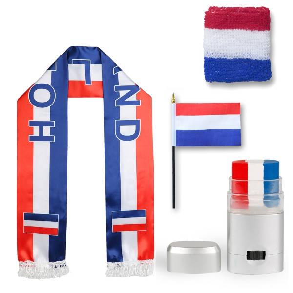 Sonia Originelli FAN PAKET EM "Niederlande" Netherlands Fußball Schal Schminke Schweißband Mini Flagge