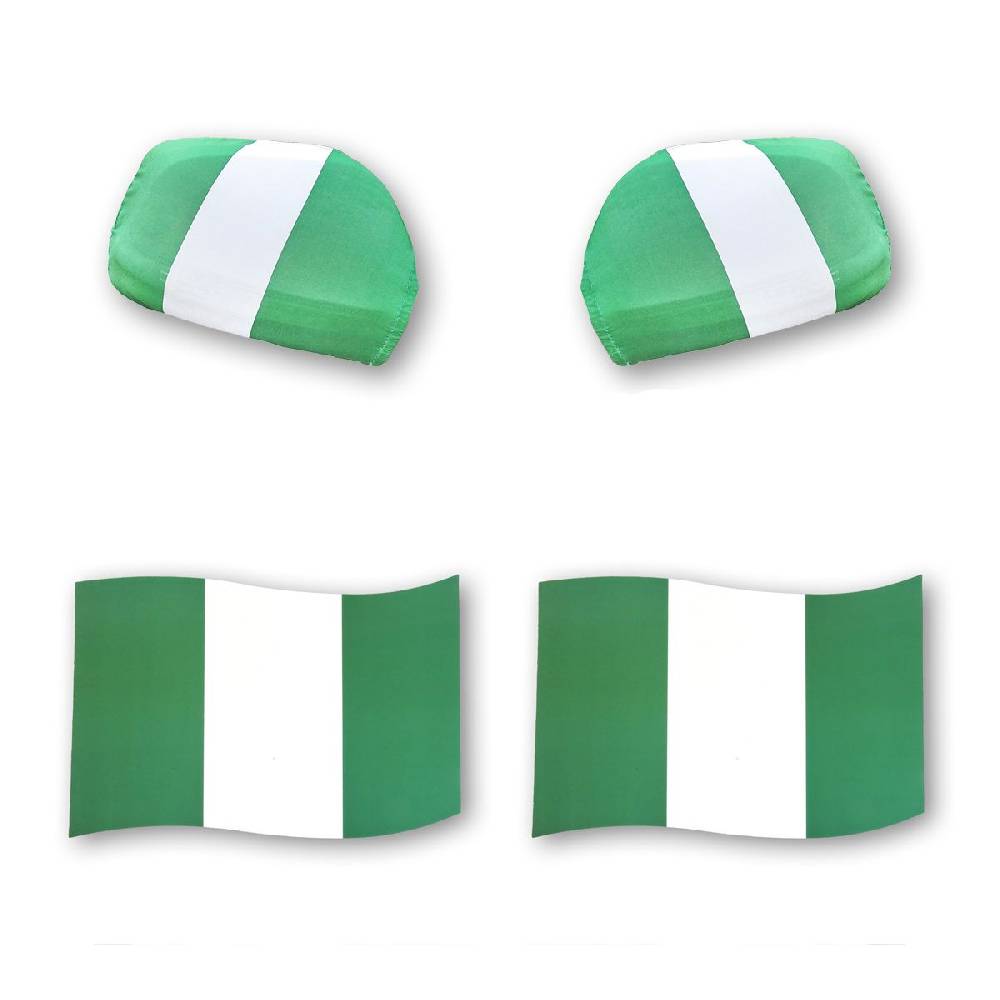 Sonia Originelli Fan-Paket EM "Nigerien" Nigeria Auto Außenspiegelflagge Magnete Fahren Fußball