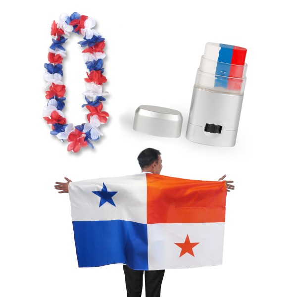 Sonia Originelli Fan-Paket EM "Panama" Fanset Fußball Hawaiikette Schminkstift Poncho