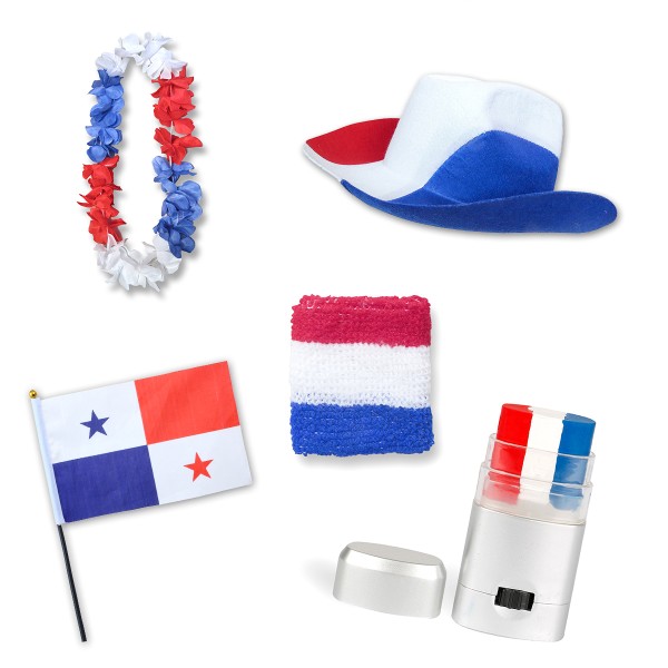 Sonia Originelli Fan-Paket EM "Panama" Fußball Hut Kette Schminke Schweißband Flagge