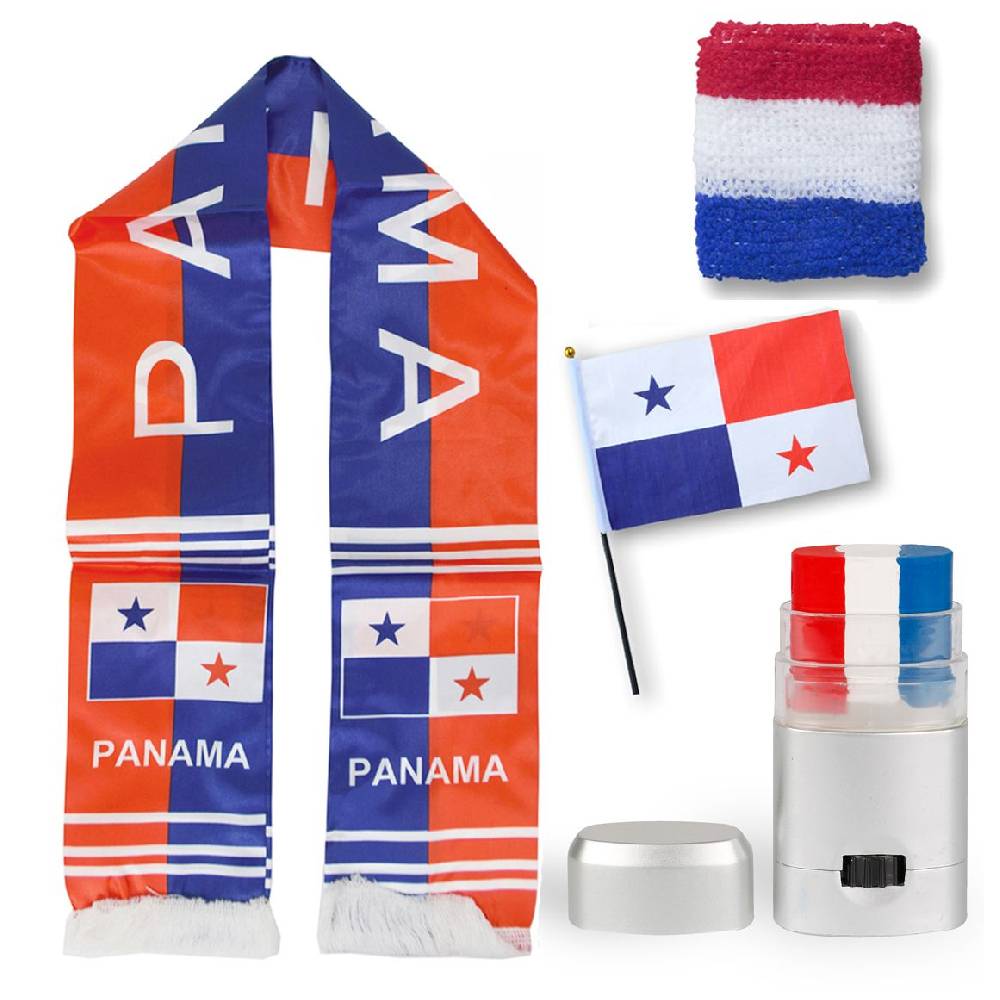 Sonia Originelli FAN PAKET EM "Panama" Fußball Schal Schminke Schweißband Mini Flagge