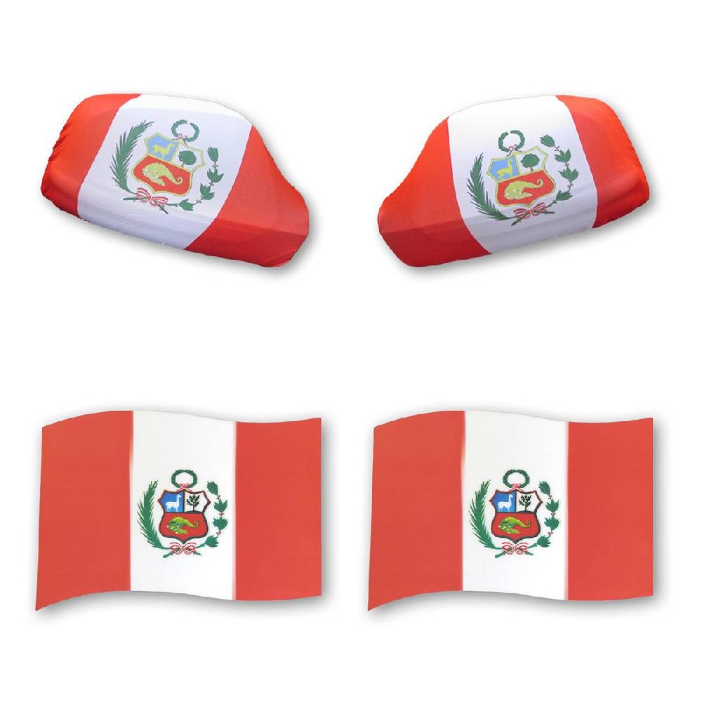 Sonia Originelli Fan-Paket EM "Peru" Auto Außenspiegelflagge Magnete Fahren Fußball