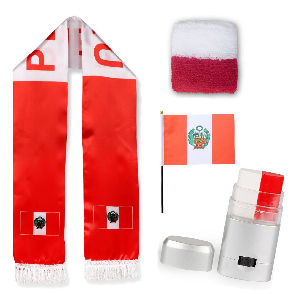 Sonia Originelli FAN PAKET EM "Peru" Fußball Schal Schminke Schweißband Mini Flagge